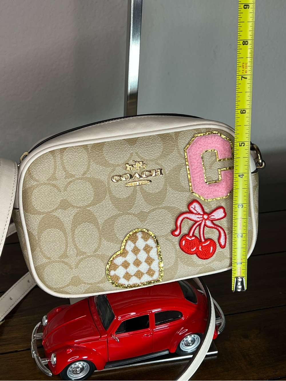 Coach Mini Jamie Camera Bag In Signature Canvas/White accents and patches - Picture 10 of 12